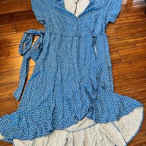 Ava & Viv Blue Polka Dot Dress NWT